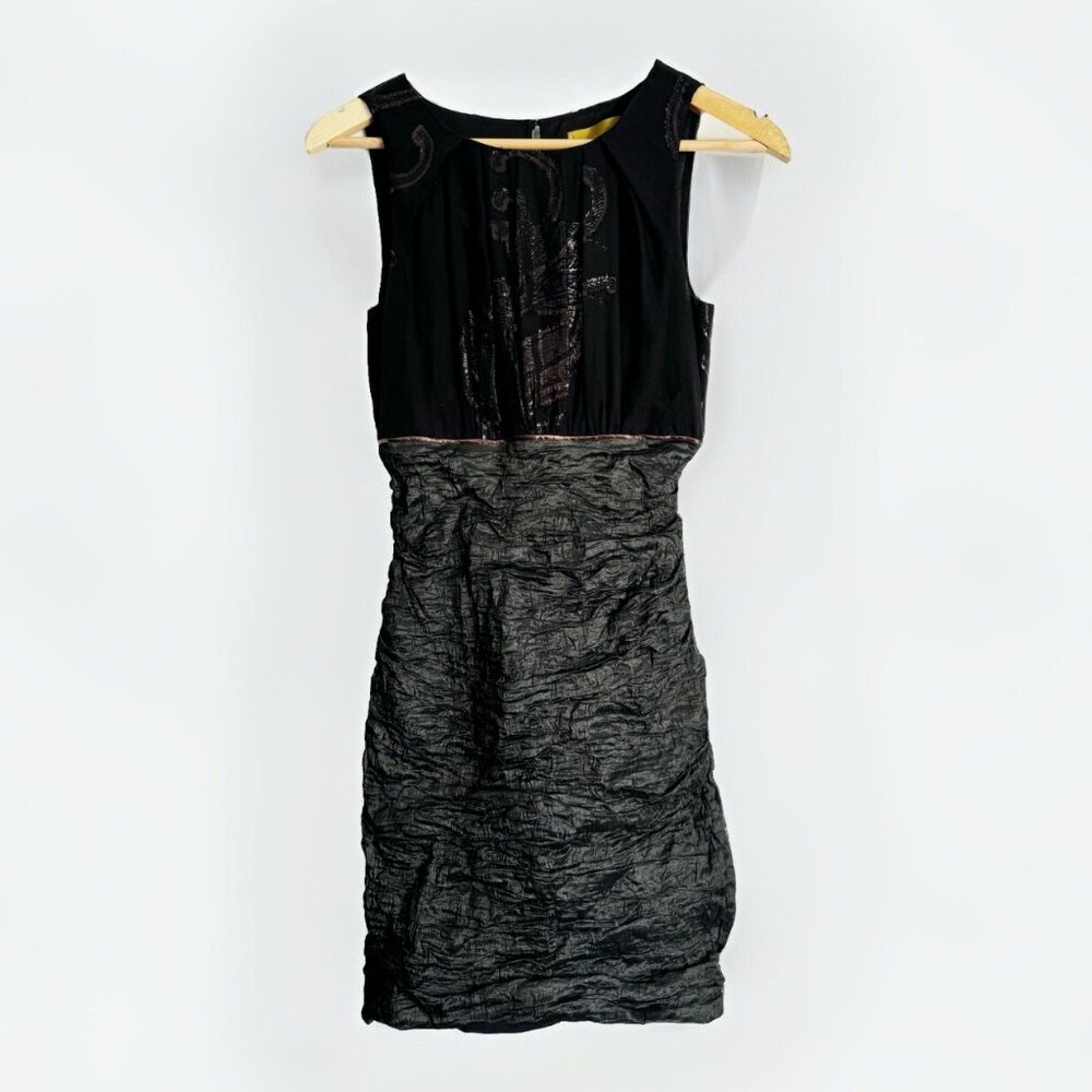 Nicole Miller Sleeveless Black Metallic Ruched Cocktail Dress Women’s 6 Holiday